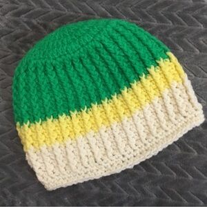 Handmade Green, Yellow, and Cream Hat